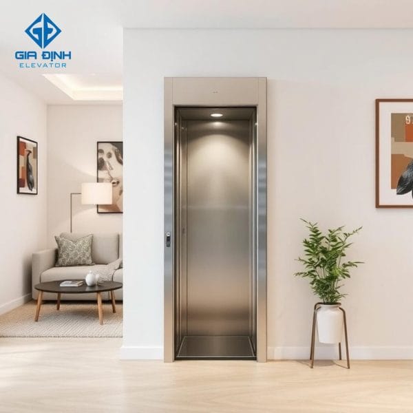 Thang máy mini cửa trượt tự động, tối ưu không gian, phù hợp với các căn hộ hiện đại và nhà phố có diện tích nhỏ. Bảng giá lắp đặt thang máy mini
