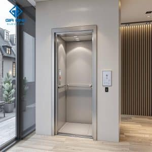 Mẫu thang máy mini inox bạc đơn giản, hiện đại, phù hợp với nhiều không gian nhà phố, chung cư cao cấp.