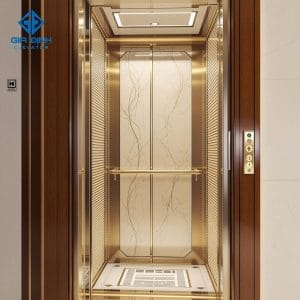 Thang máy mini inox vân trắng trang nhã, tạo điểm nhấn tinh tế cho không gian sống, phù hợp với các căn hộ hiện đại.