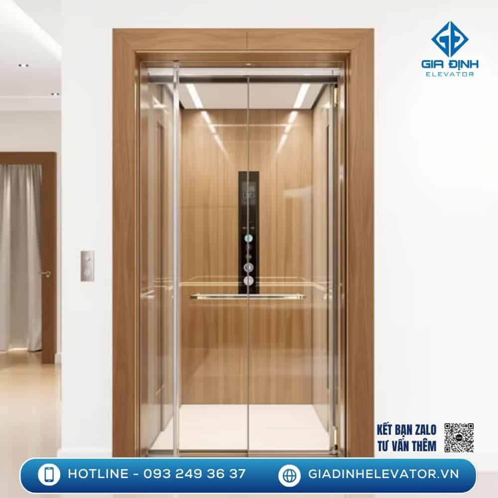 Thang máy Fuji thiết kế kính toàn phần, tạo sự thông thoáng, sang trọng. Phù hợp cho không gian mở, biệt thự hiện đại.