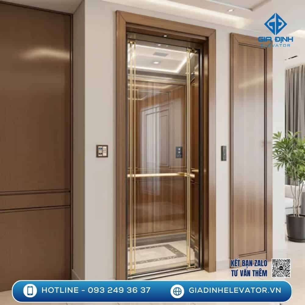 Mẫu thang máy mini Fuji dành cho nhà phố, tận dụng không gian tối ưu mà vẫn đảm bảo sự thoải mái, an toàn khi di chuyển.