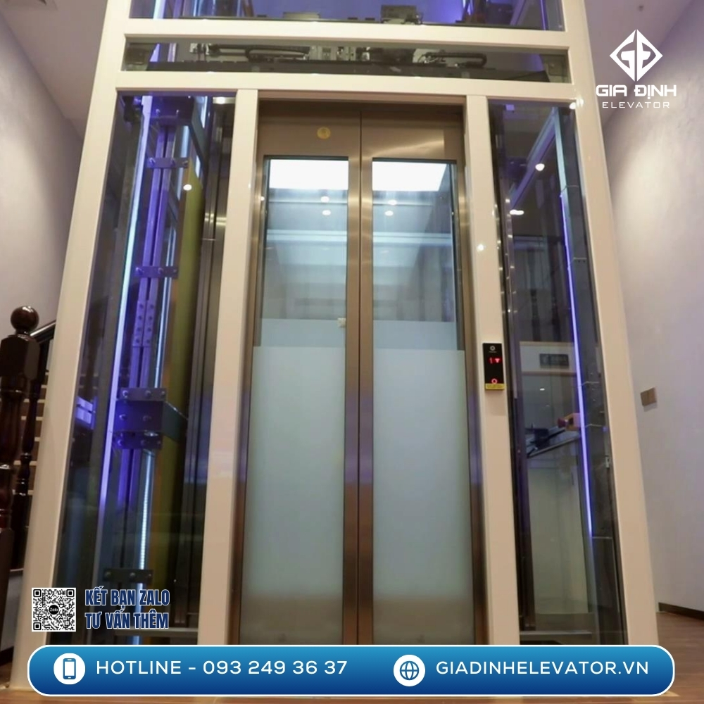 Thiết kế thang máy gia đình nhỏ gọn, phù hợp lắp đặt trong nhà phố, biệt thự hay nhà có diện tích hạn chế, không cần xây dựng quá nhiều không gian.