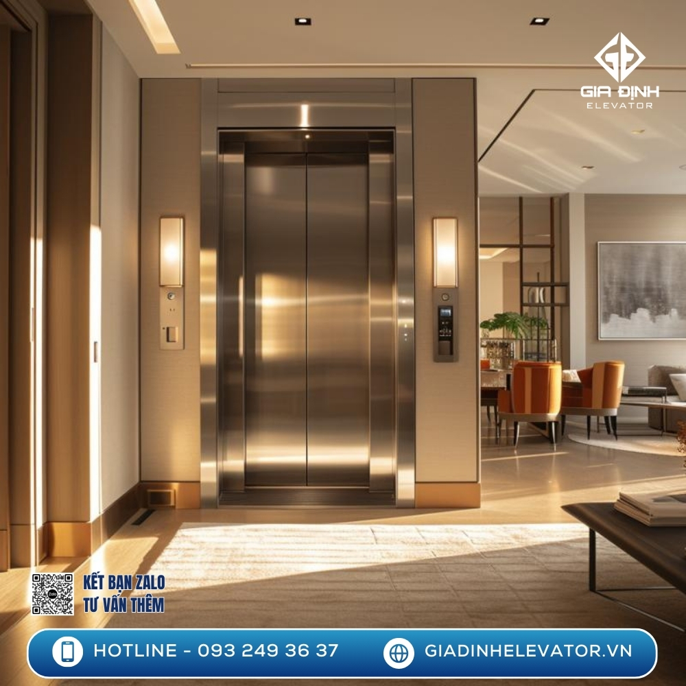 Thang máy gia đình không chỉ giúp di chuyển thuận tiện mà còn tạo điểm nhấn sang trọng, tăng giá trị bất động sản trong trường hợp cần bán hoặc cho thuê.